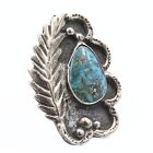 New ListingHandsome Early Navajo Old Pawn Ingot Turquoise Classic Feather Ring Sz - 5.5