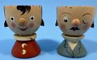 Vintage 1960's SEVI Hand Made Wood Egg Cup Man & Women Made in Italy Lot Of 2!