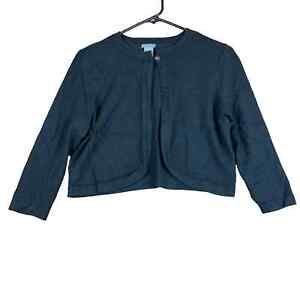Ann Taylor Womens Sweater Black Shrug Cardigan Silk Cashmere Blend 3/4 Sleeve M
