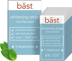 Teeth Whitening Strips Mint Flavored  Non-Slip, Enamel 1 Count (Pack of 8)