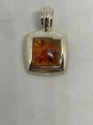 *STERLING SILVER & BALTIC AMBER PENDANT, SLIDE, OPENING BAIL  1.5