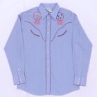 C5710 VTG Rocking K Ranchwear Embroidered Pearl Snap Western Native Shirt Size L