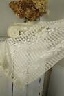 Stunning Pair of Aged White Lace Curtains Vintage French with Fringe cotton tex