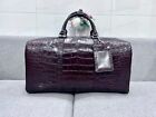 Real Crocodile Alligator Leather Brown Duffle Bag, Travel Luggage Bag, Sport Bag