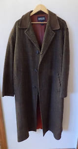 LANDS' END Vintage Men's Double Breasted Wool Tweed Trench Coat