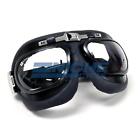Commander Aviator Anti-Fog Motorcycle Goggles Glasses Faux Leather Black