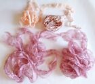 Mixed Lot Vintage Pink & Peach Nylon And Cotton Floral Lace Trim 17+ Yds Total