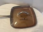 COPPER CHEF 11 Inch Square Skillet Frying Pan Steel Handle + LID Cookware