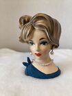 Vintage Napcoware C7293 Lady Head Vase With Pearl Earrings And Necklace