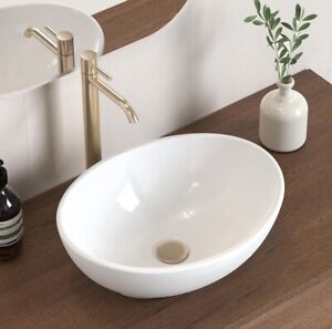 New ListingBathroom Vessel Sink, Bowl Sink White Vessel Sink Oval Bathroom Sink 16