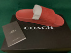 COACH Signature SLIDES Men's Size 10 /Sandals BRICK RED (NIB) + Bandana