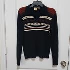 Vtg 70s Kennington Mens L Collared V-neck Black Brown Sweater Pullover