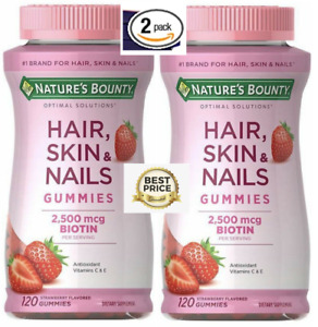 HAIR SKIN & NAILS Biotin with Vitamin C and E, 240 Gummies (2x120) Free Shipping