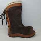 North Face Moccasin Janey Winter Boots Suede Fur Lace Up Back Brown Womens 8