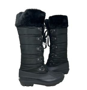 Athletech Women's Anessa Lace Up Faux Fur Snow Boots Black Size:8 132F