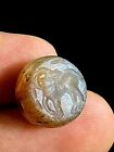 Ancient Agate Mythical Long Horn Bull cow Intaglio Signet Stamp Bead For Ring