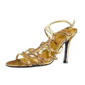 GUESS Women Sz 9 M Gold Strappy Synthetic Shoes