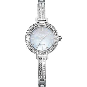 Citizen Eco-Drive Women's Diamond Accent Silver-Tone 25mm Watch EM0860-51D