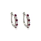 18k White Gold Ruby & Diamond Hoop Earrings
