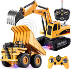 2 PCS Remote Control Construction Vehicle Toy Set, Friction-Powered RC Excavator