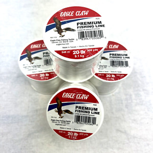 4 Spools Premium Eagle Claw Fishing Line 20 Pound Test 600 yds each spool