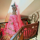 Sondra Celli Pink Leopard Print Gypsy Sisters Wedding Dress w Access sz 6? Drag