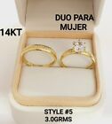 14K Yellow Gold Wedding Solitaire Rings for Womens Duo para Mujer Sortija Anillo