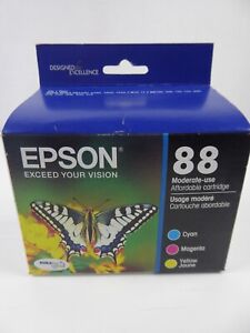 Epson 88 Ink Cartridges Cyan Magenta Yellow T088520 Expired 02/2019
