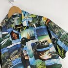 Vintage Hawaiian Shirt Mens L Short Sleeve Hawaii Photo Pattern Beach Holiday