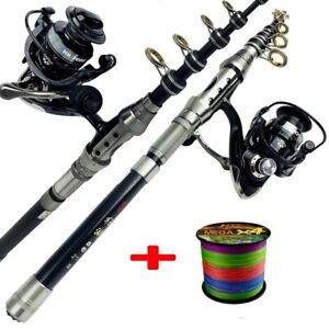 1.5/1.8/2.1/2.4m Telescopic Carp Fishing Pole Spinning Reel With Fishing Lines
