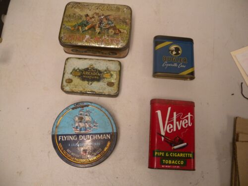 New Listing5-EMPTY Antique Adv. Tobacco Tins, Bond of Union, Bugler, Arcadia, Etc