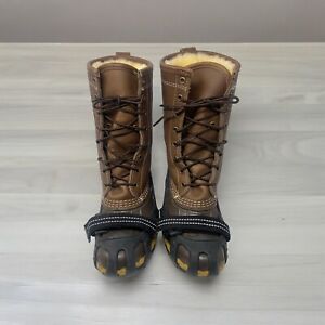 LL Bean Shearling Lined High Duck Boots Women's 8M New Lamb Fur With Stabils