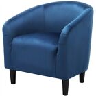 Modern Velvet Accent Chair Comfy Club Barrel Chair for Living Room Pagoda Blue