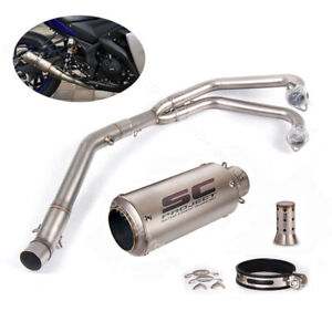 Slip for Yamaha MT-03 2016-2023 YZF R3 Exhaust Tips Front Link Pipe Full System (For: 2020 YZF R3)