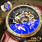Men's Luxury Retro Skeleton Automatic Mechanical Watch Leather Band Waterproof