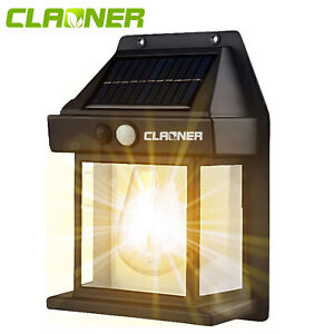 CLAONER Solar Wall Light Outdoor Motion Sensor Fixture Lantern LED Security Lamp