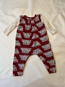 Tea Collection Long Sleeve Knit Butterfly Red Ruffles Romper Infant 6-9 Months