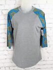 NWT LuLaRoe Women's Size XS Randy Top Gray Teal and Yellow