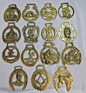 Brass Horse Medallion Lot of 15 Vintage Horseshoe Windmill Compass Jockey Koi