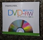 Memorex DVD-RW 10PK/PAQ 4X 4.7GB 120 min Sealed New in Box Rewriteable Dvd Discs