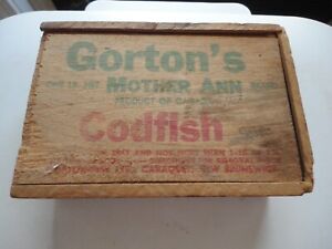 Vintage Gorton's Mother Ann Codfish 1 lb Box dovetail joints wood