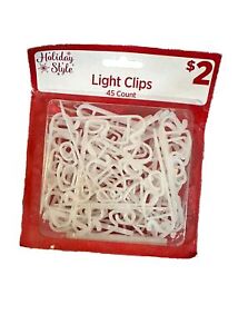 Christmas light Clip Hooks White Plastic 45 count Holiday Style New
