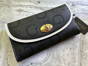 Guess Wallet Hasher SLG HG916051 Coal Woman Clutch Trifold Purse Brand New