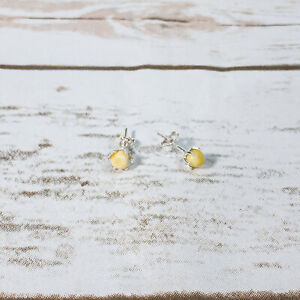 Elegant Baltic Amber White Stud Earrings Amber Silver Studs Eco Friendly