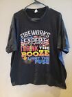 'FIREWORKS EXPERT' Black T-shirt 2XL Drink The Booze Light The Fuse