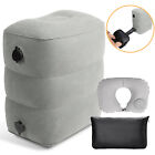HK Inflatable Travel Foot Rest Pillow with U-Shaped Pillow, Pump and Storage Bag