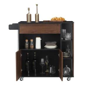 JOMEED Home Kitchen Island Rolling Cart with Storage Drawers and Towel Rack