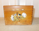 Vintage Wooden Recipe Box Fighting Roosters WESTWOOD