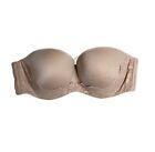 Body By Victoria Lined 36D Women’s Strapless Lace Bra Beige Nude