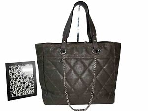 New ListingCHANEL Dark Brown Quilted Coated Canvas Paris Biarritz Tote